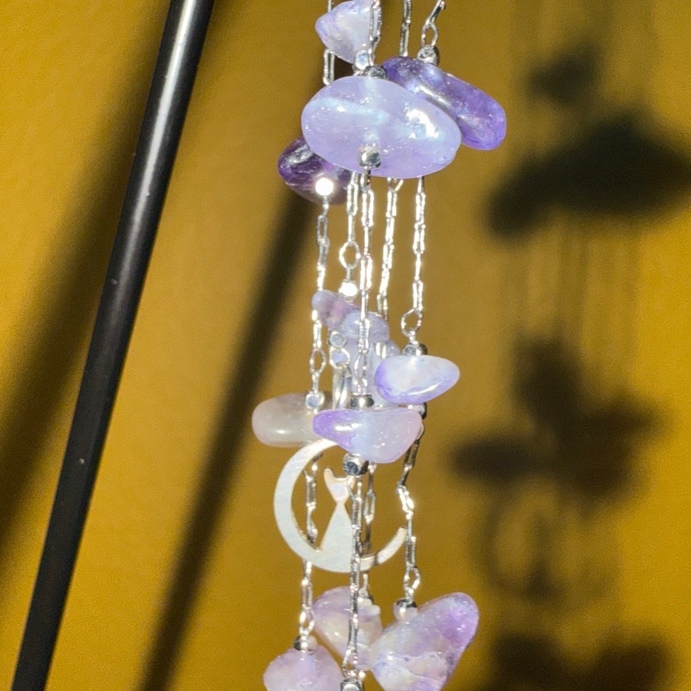 Amethyst Chips Black Geometric Sphere Holder & Sphere! 🌹🌹 - Picture 4 of 5